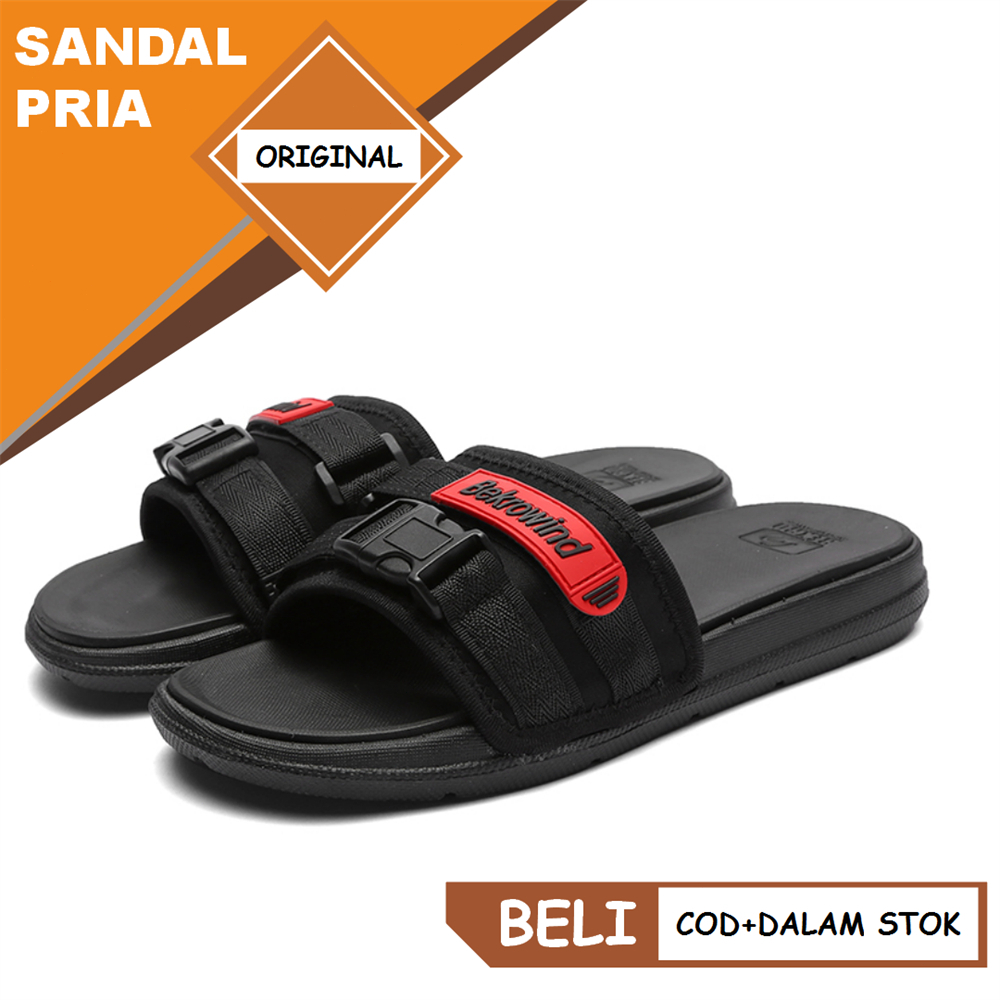 【COD &amp; Barang ready】Sandal Slide Slop Pria Slip On sendal slide slippers velcro Import Casual Footwear original Sendal