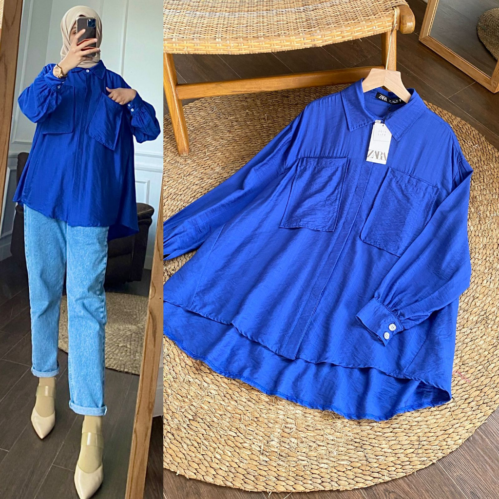 Baju Wanita Atasan Kemeja Tunik All Size - Sandrina Tunik SFR