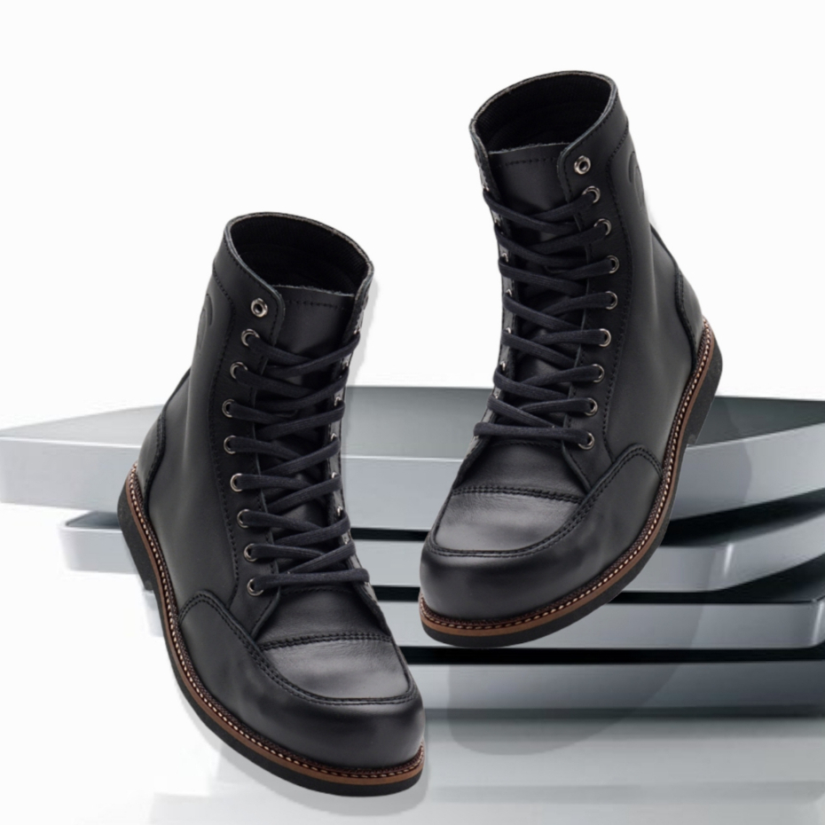 Sepatu Boots Pria Casual Semi Formal Boot Kulit Asli Touring Sekolah Kerja Original Greata Bratta Black Series