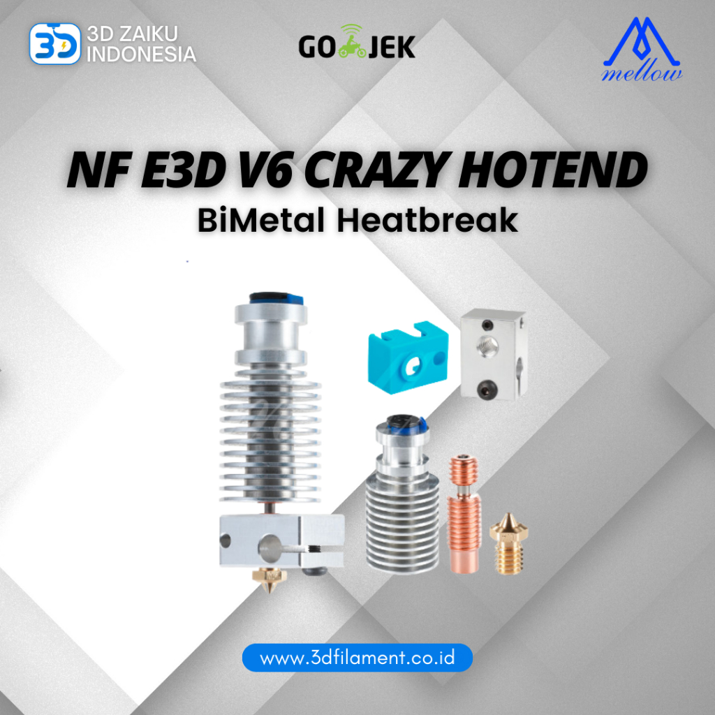 Original Mellow All Metal NF E3D V6 Crazy Hotend BiMetal Heatbreak