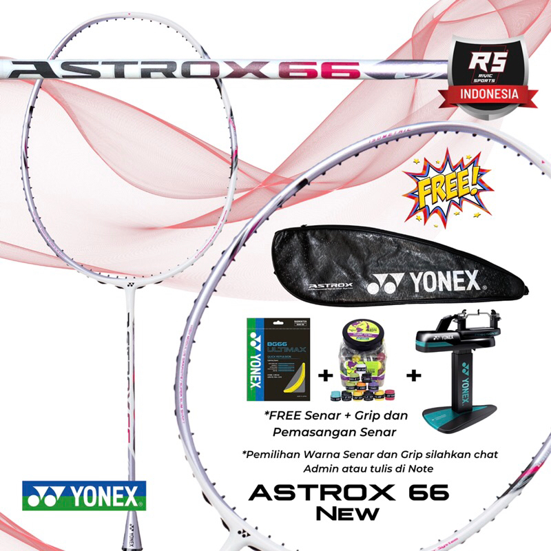 RAKET YONEX ASTROX 66 MIST PURPLE FREE SENAR GRIP DAN ONGKOS PASANG