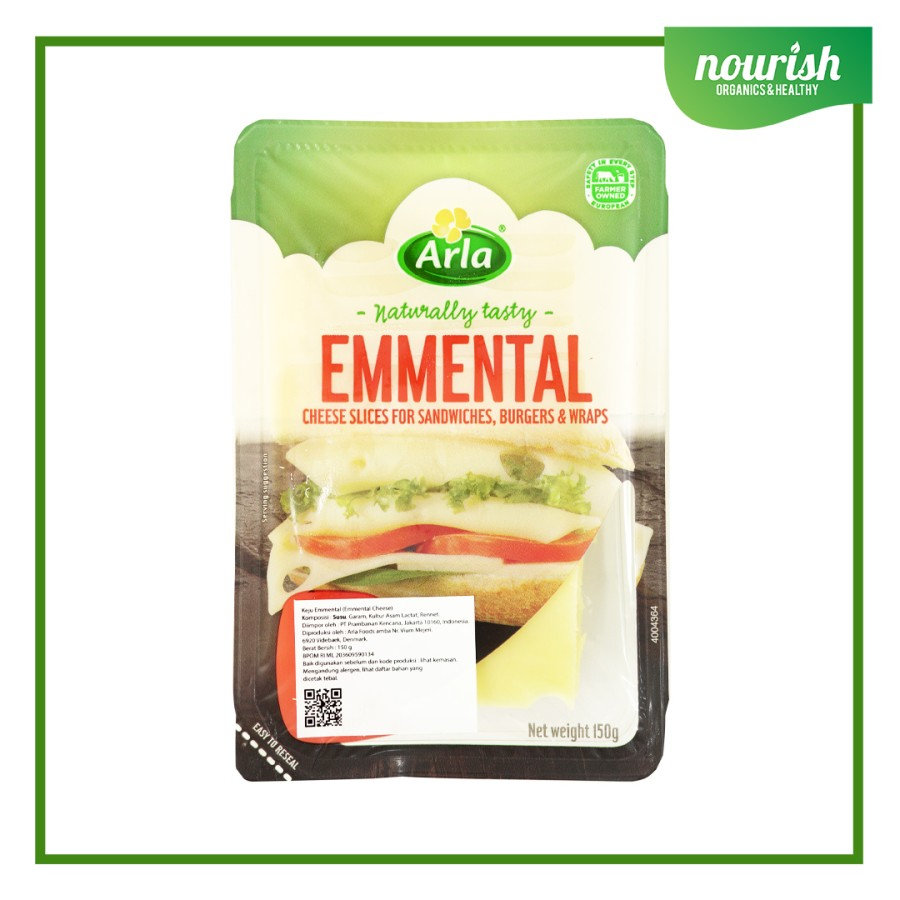 Arla EMMENTAL Cheese Slices / Keju slice, Halal 150g-JktBar