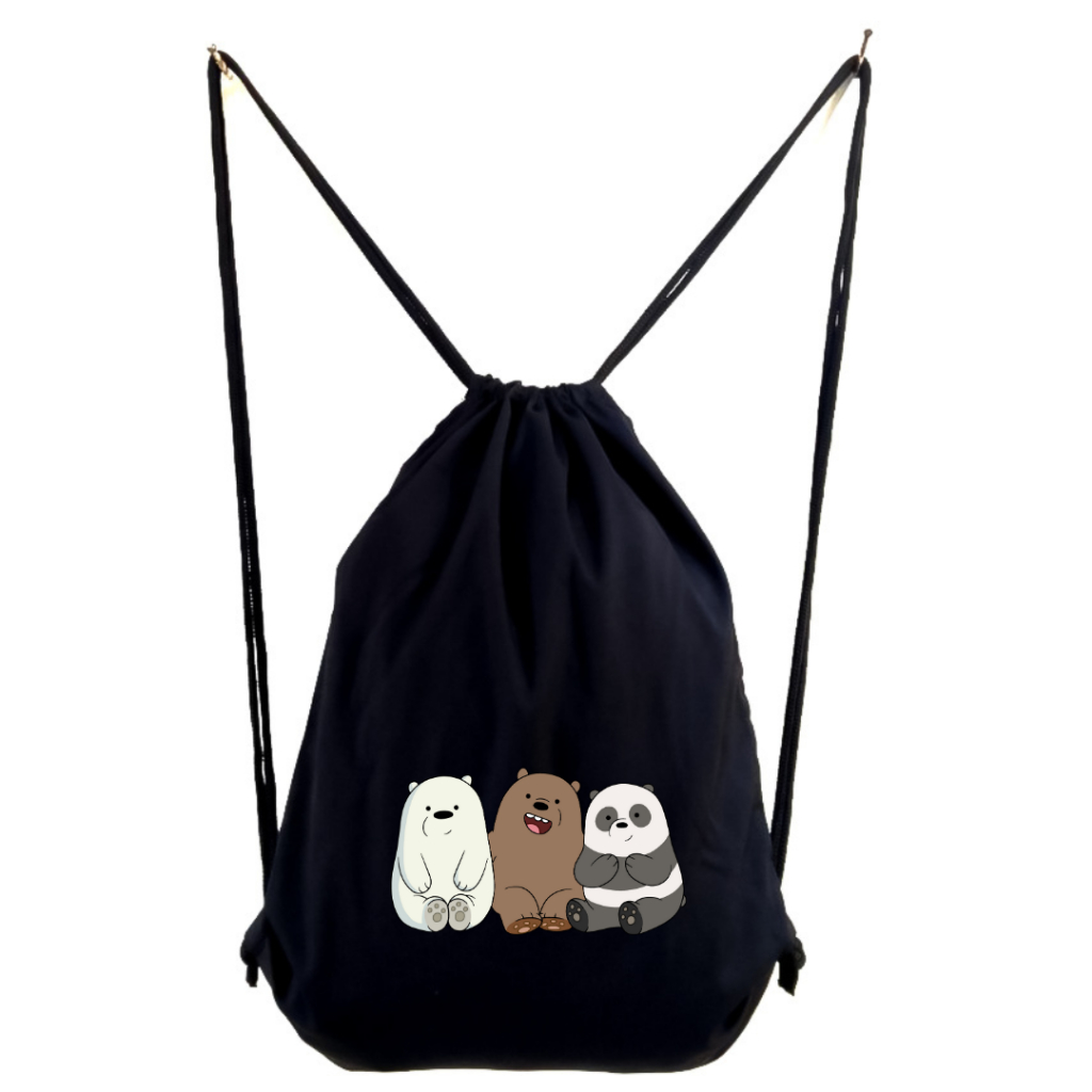 Stringbag We Bare Bears series ransel serut drawstring sekolah kuliah kampus viral string bag tas punggung || Kiiyoomii ||