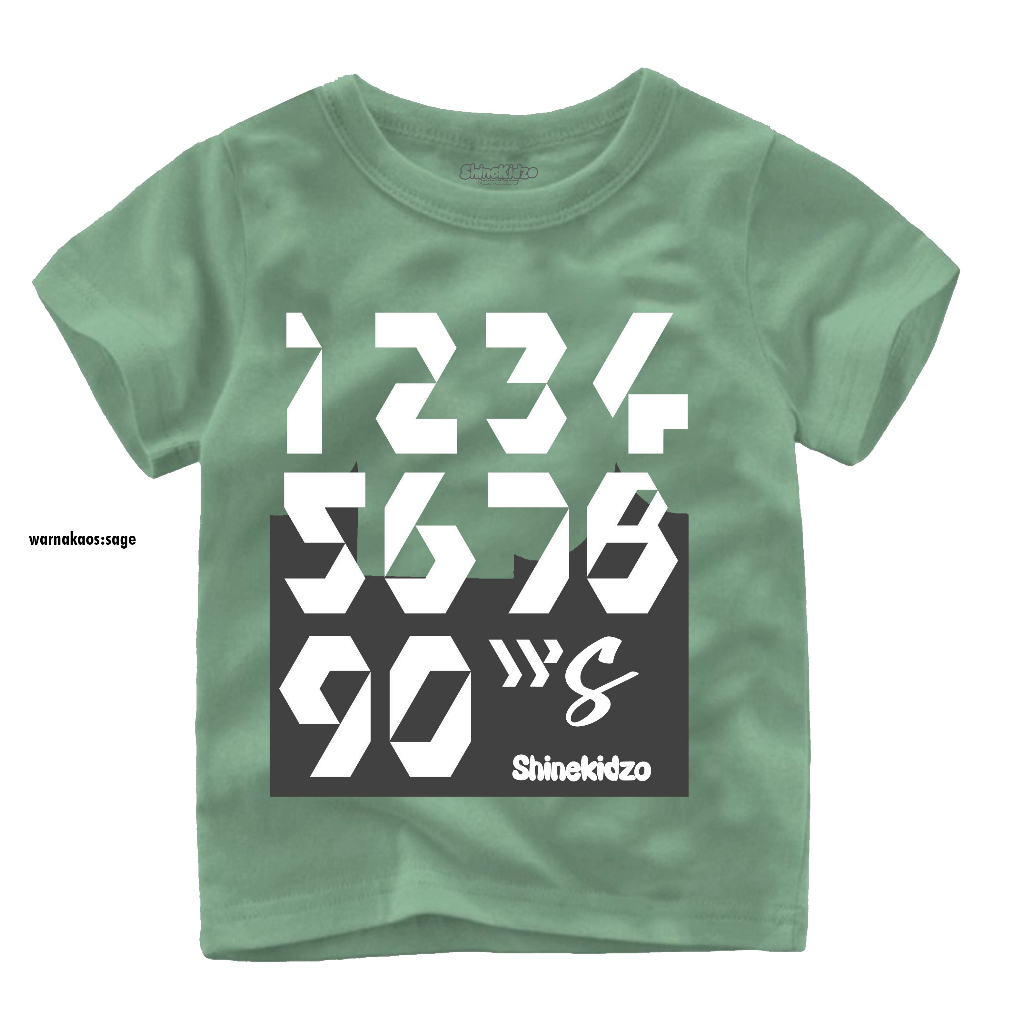 Baju Kaos Distro Anak Angka // Warna HijauTosca