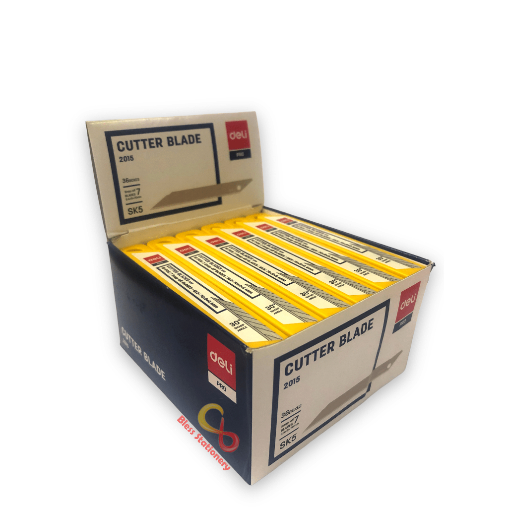 

isi cutter 30 derajat DELI isi ulang cuter runcing refill cutter blade 30 degree isi silet (DUS=36box) - e2015