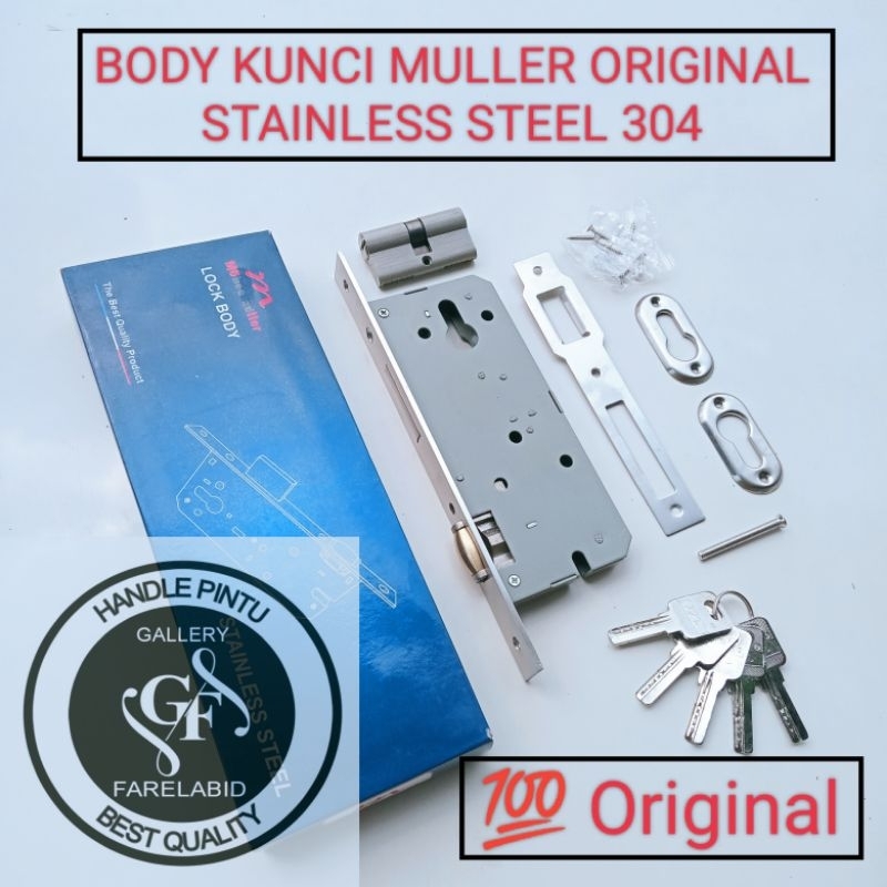 Body Kunci Pintu Muller Original Stainless Steel 304 Bodi Pelor Pintu Kupu Tarung