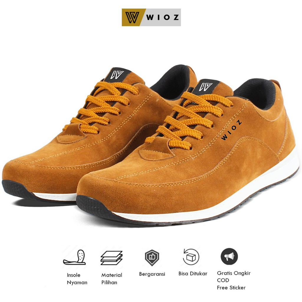 Wioz Sepatu Sneakers Pria W 42154 Kets Sport Kuliah Kerja Olahraga - Tan