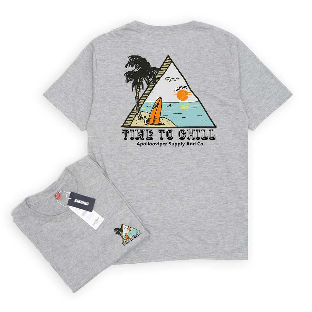 Zirdigo Kaos Distro Time to chill debe Lengan Pendek Print Quality Baju Pria-Misty