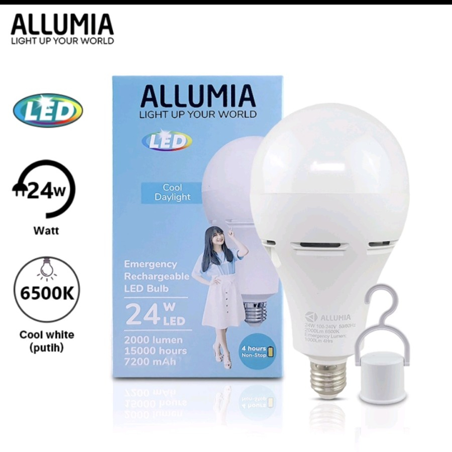 LEDBulb Emergency Watt Besar Super Terang  Rechargeable Lampu Led 24 Watt ALLUMIA