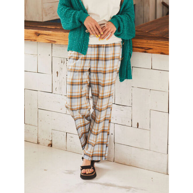 Celana Panjang Wanita - Bobo Tokyo - Earth, Music & Ecology - Zoeter Check Wide Pants Check Sax