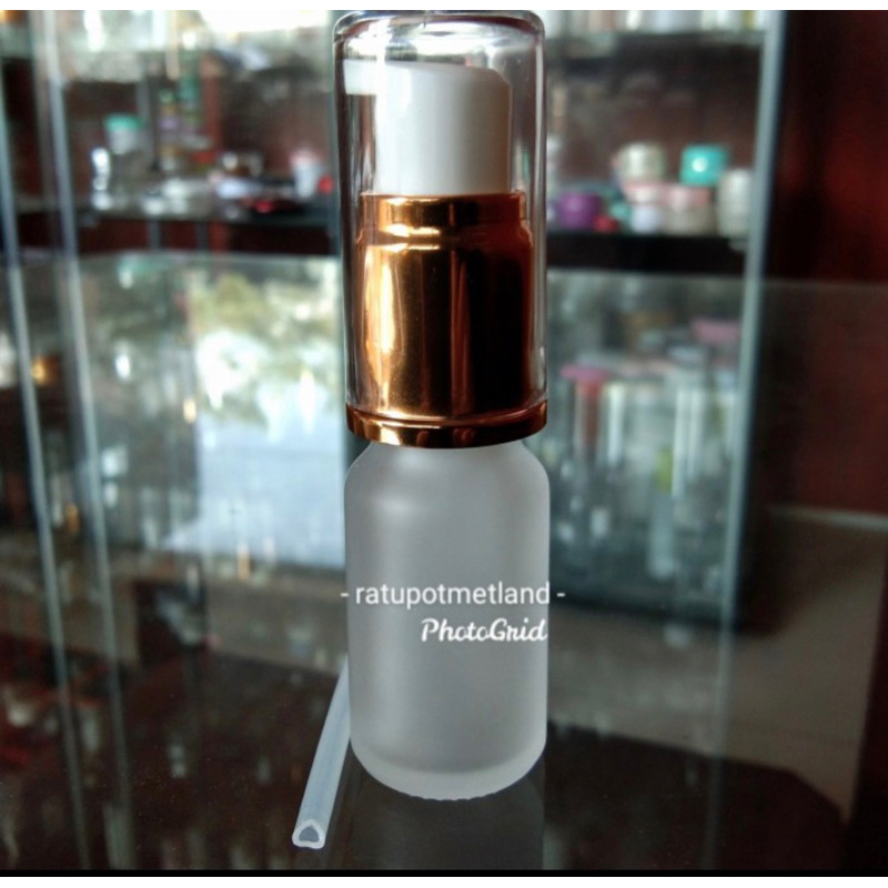 botol 10 ml kaca frosted pump gold