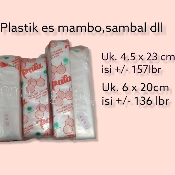 plastik pe pala es mambo,es lilin,saos,sambal