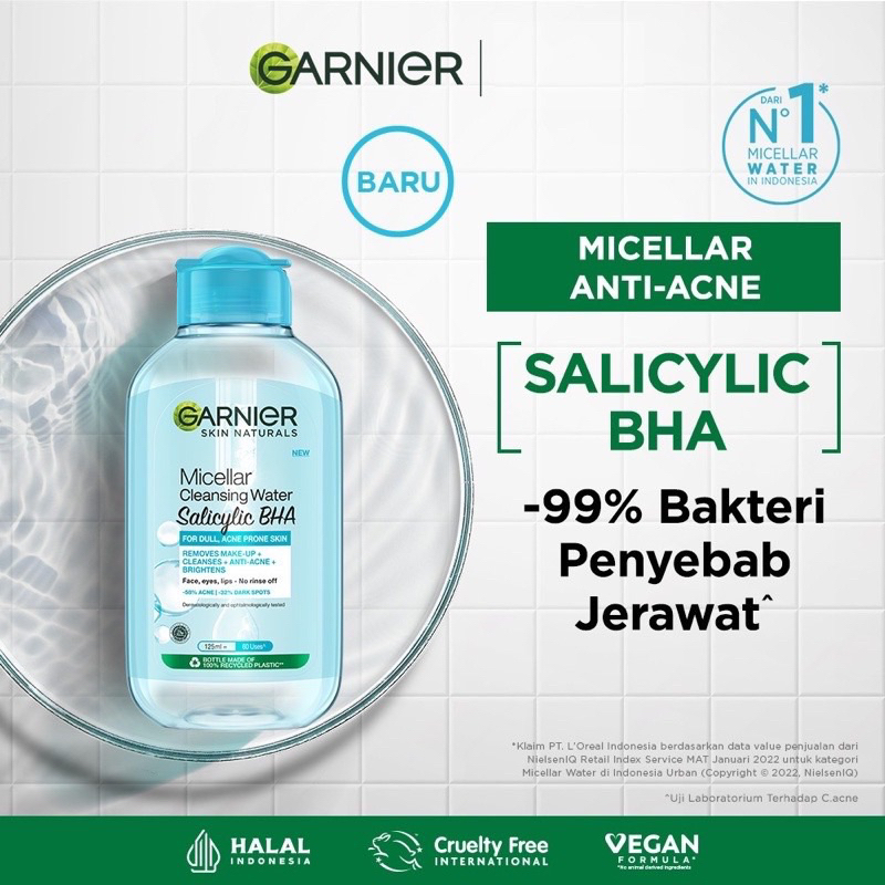 Garnier Micellar Blue dengan New Formula Salicylic BHA! / Garnier micellar water biru salicylic acid