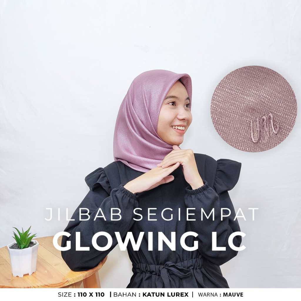 Jilbab Hijab Segiempat GLOWING Umama Cornskin Katun Lurex Glowing TERMURAH