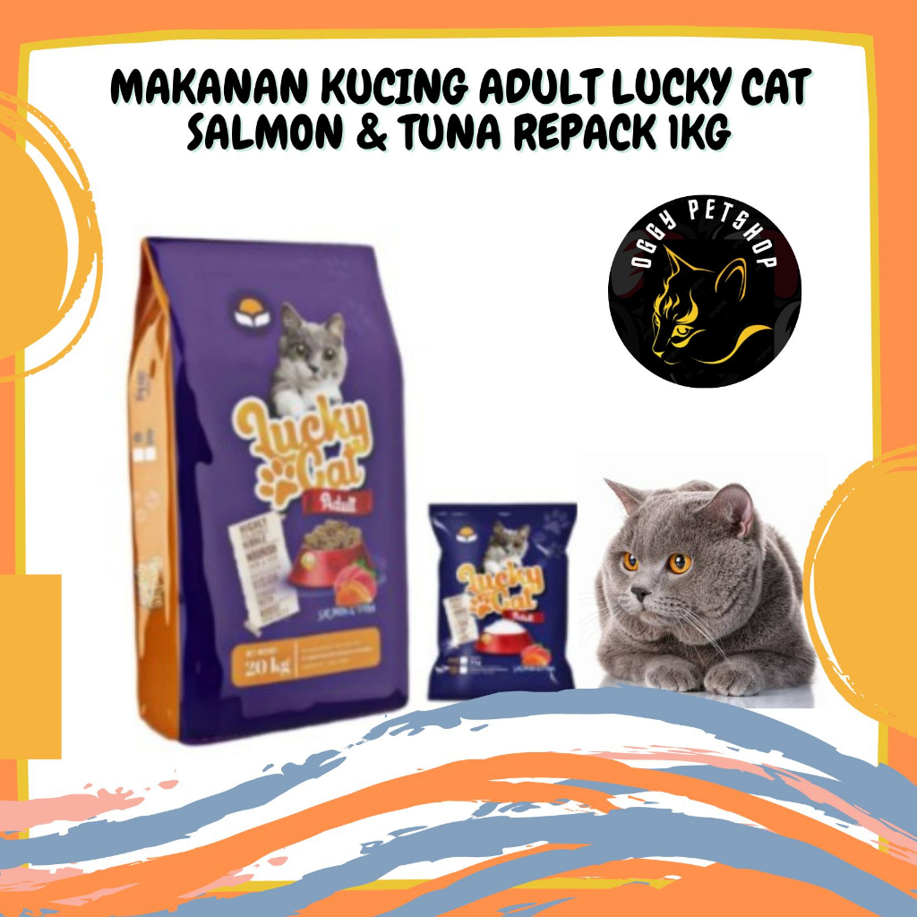 Makanan Kucing LUCKY CAT Salmon&amp;Tuna Adult 1 kg [REPACK]