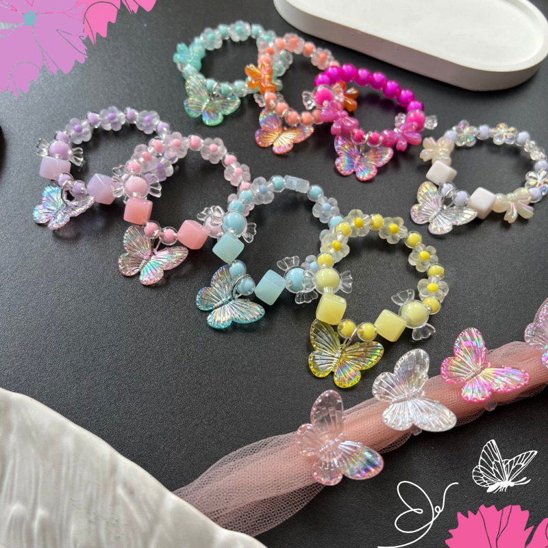 GELANG KUPU-KUPU HADIAH UNTUK ANAK | GELANG CINCIN ANAK LIONTIN KUPU-KUPU