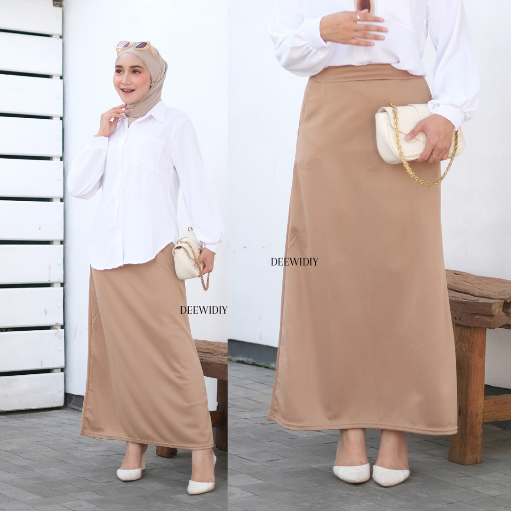 ROK SCUBA A-LINE / ROK KERJA WANITA / KARITA SKIRT DEEWIDIY