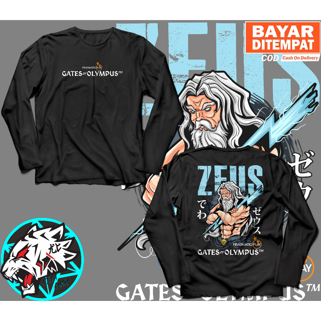 KAOS LENGAN PANJANG ZEUS PRAGMATIC ORIGINAL BIG SIZE JUMBO KAOS SLOT ZEUS COWOK CEWEK
