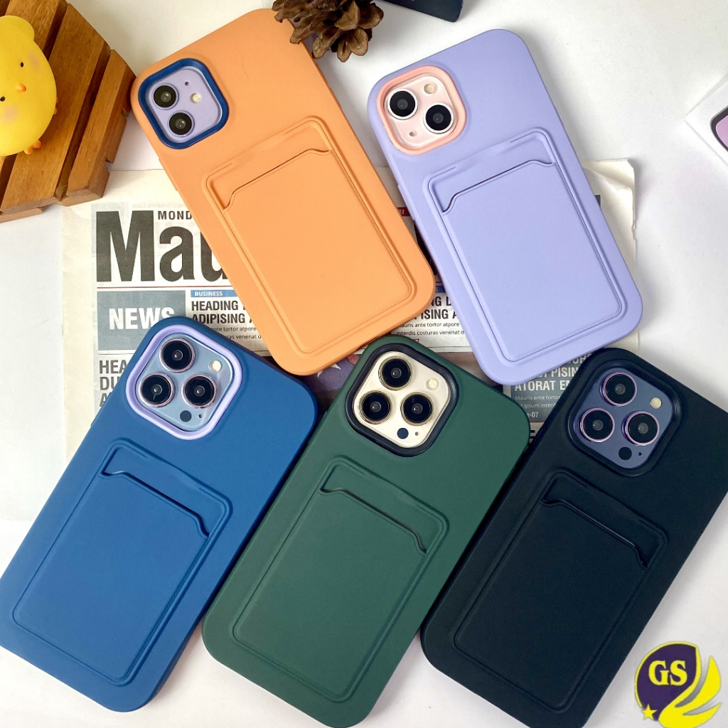 (1) Case 3 in 1 DUAL COLOR Silicone Pocket Matte With Bumper Full Cover Slot Or Card holder 6 6S 6G + 7 8 PLUS 7+ 8+ SE 2020 X XS MAX XR 11 12 13 14 PRO MAX