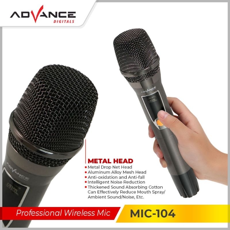 Advance Microphone Mic Single Wireless + Receiver MIC 104