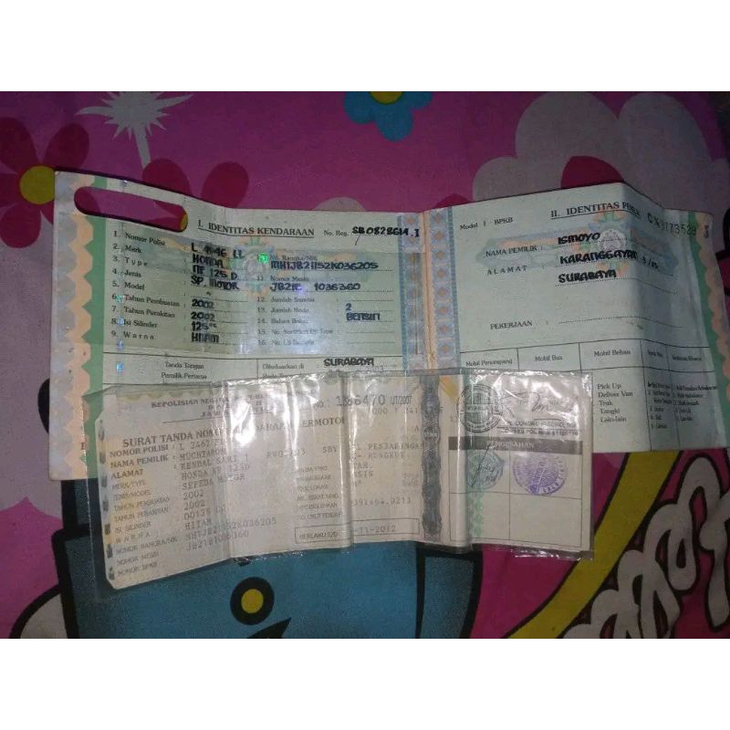 jual surat karisma set no rangka no mesin bpkb stnk tahun 2002