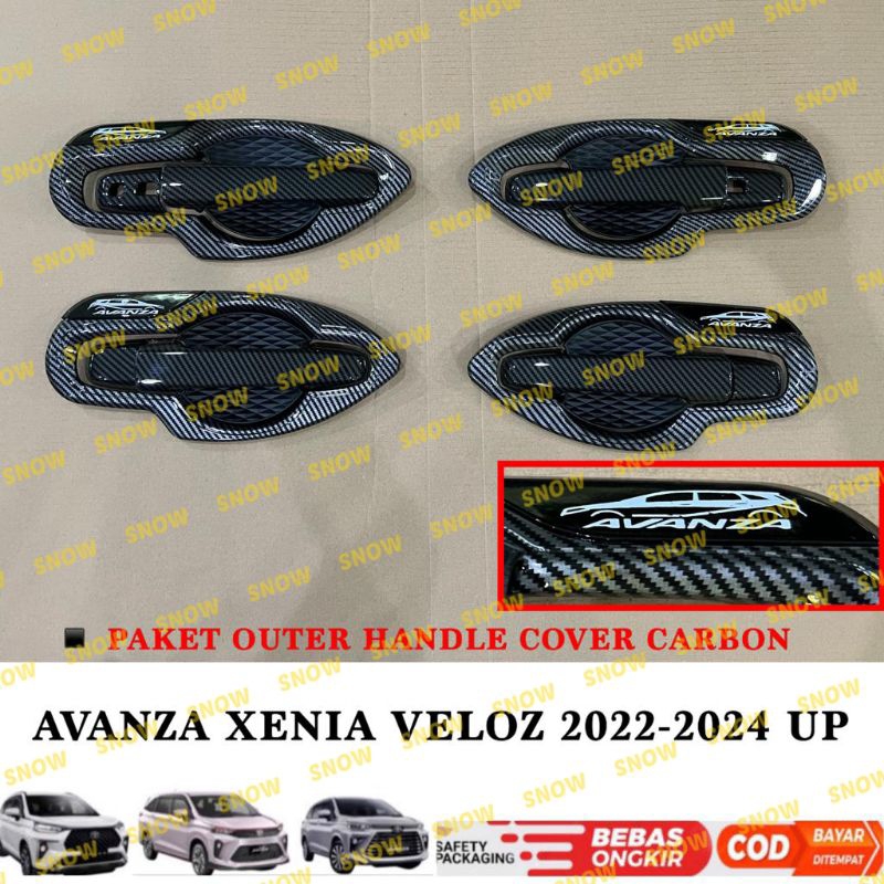 Paket Outer Handle Cover Avanza Xenia Veloz 2021 2022 2023 2024 UP Exclusive Carbon