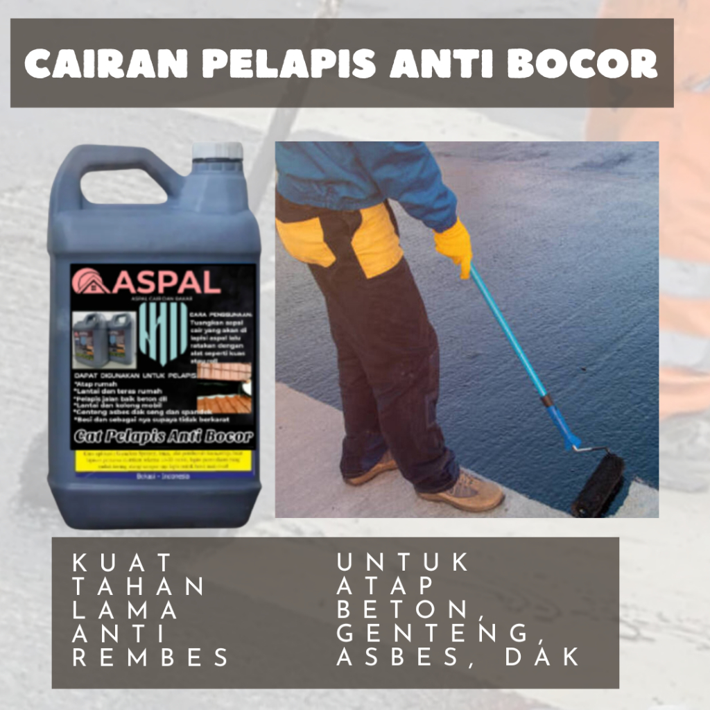 Cat Lapisan Anti Bocor Tembok Rumah Atap Genteng Asbes Material Bangunan Ukuran 5 Kg