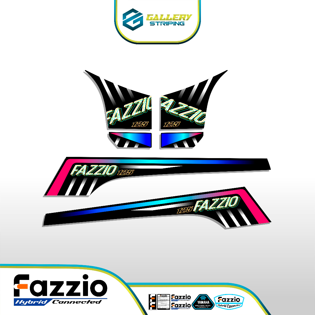 Striping Sticker Fazio Dasar Hitam Combo Stiker Yamaha Fazio