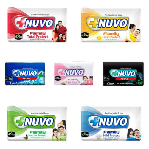 Nuvo Sabun Batang Anti Bacterial - Biru / Pink/ Hijau/ Hitam/ Kuning / Merah