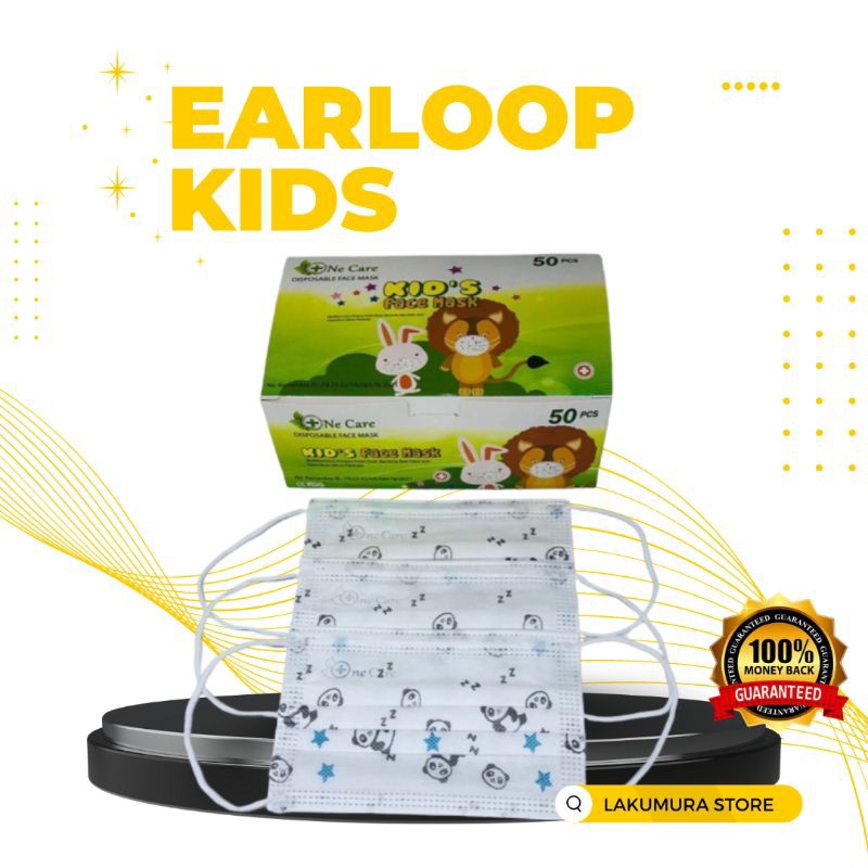 MASKER ANAK EARLOOP ONE CARE 3 PLY MOTIF KARAKTER ISI 50 PCS