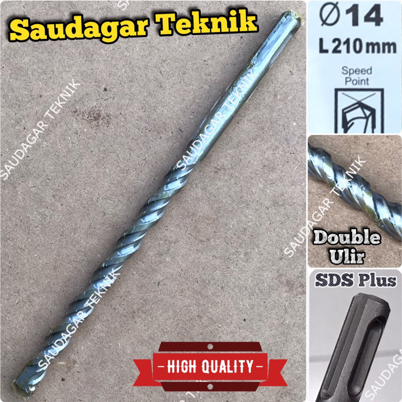 SDS Plus 14mm X 210mm Mata Bor Beton Tembok SDS + 14 mm Panjang 210 mm