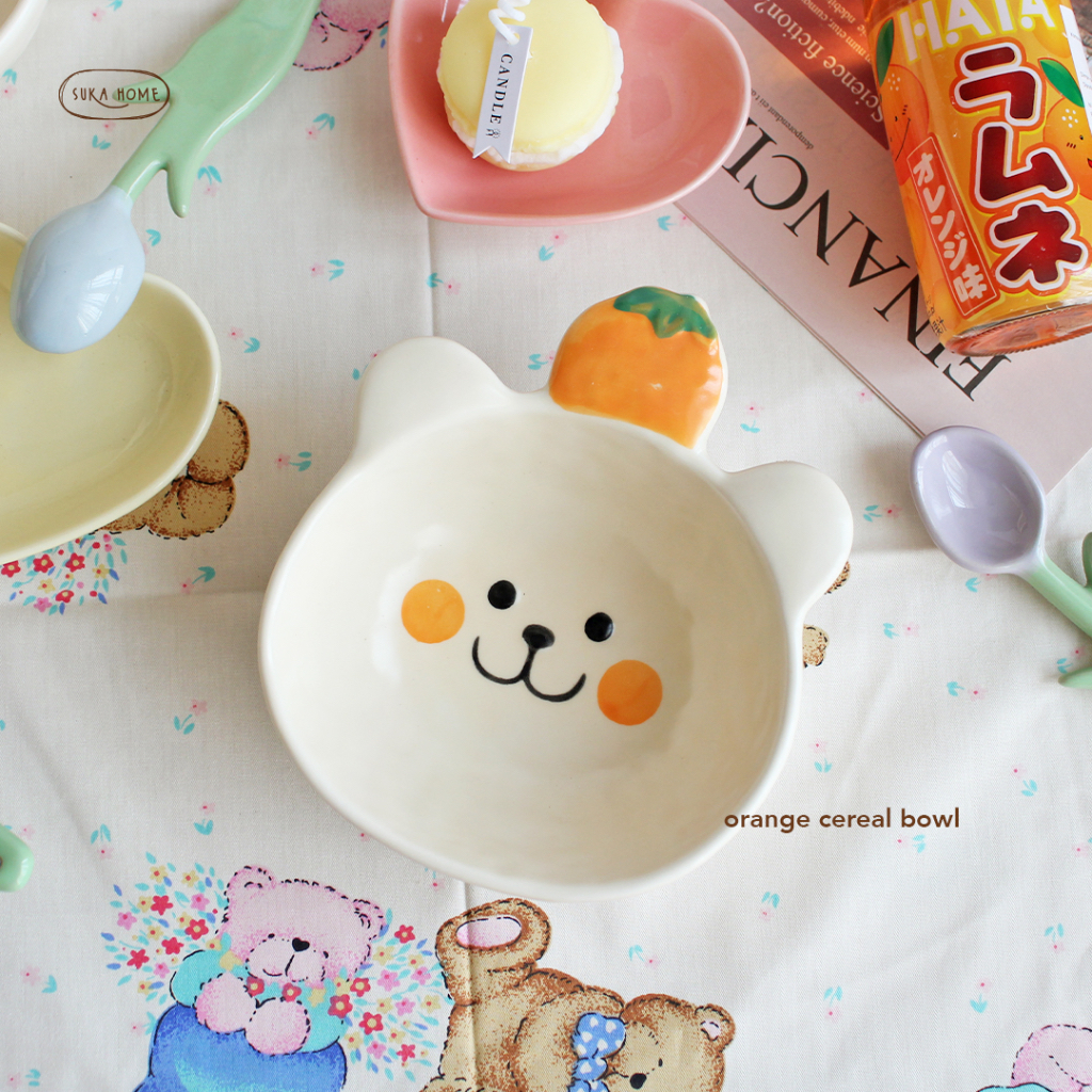 Aesthetic Bowl Korean Style | Mangkuk Keramik Sereal Estetik | Mangkuk Sup Mie | Mangkuk Pudding Breakfast Bowl | Mangkok Berbentuk Bear | Cute Ceramic Bowl | Mangkuk Lucu Ala Korea