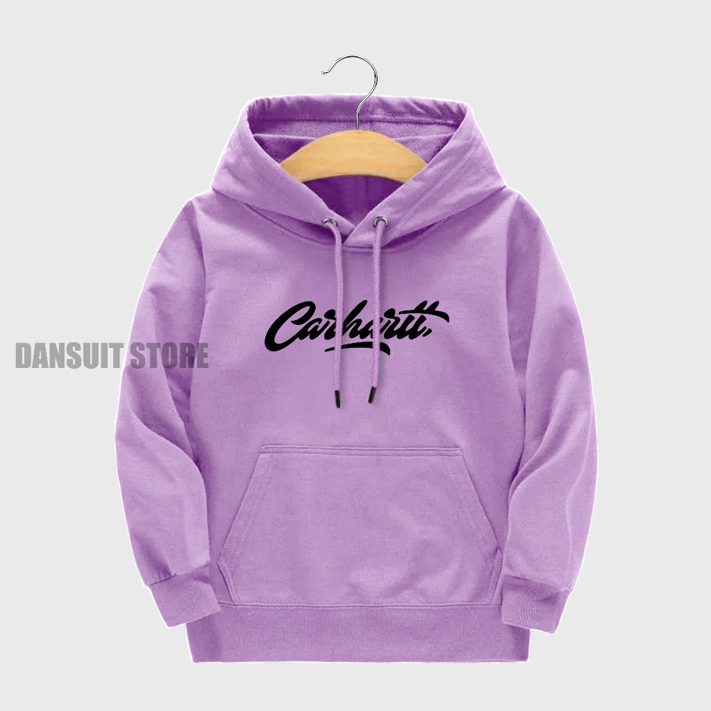 Sweater Hoodie Anak Laki-laki/Perempuan Usia 4-13 Tahun Motif Sablon CARHARTT Warna Pastel Bahan Tebal Premium