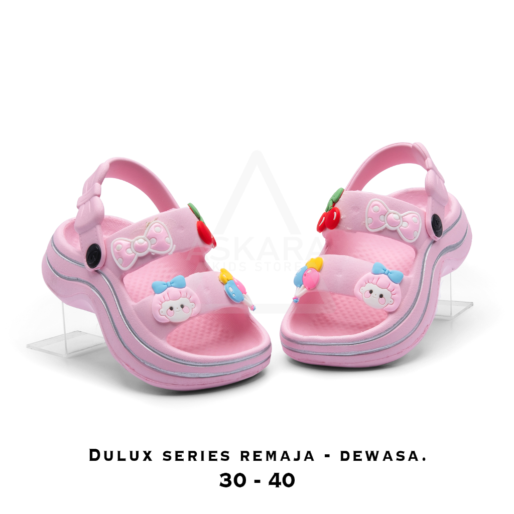 Askara Dulux - sandal anak perempuan bandua tali belakang 5 - 8 Tahun model jibbitz lucu