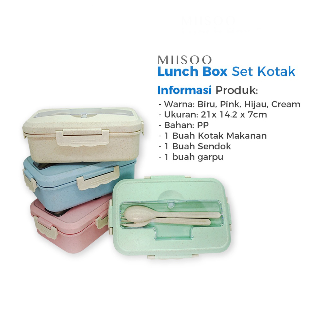 Kotak Bekal HMN67 Lunch Box Set Kotak Bekal Anti Tumpah Free Sendok dan Garpu