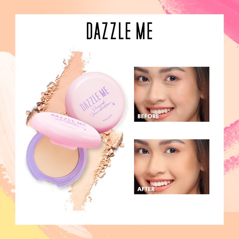 【Best Selling】DAZZLE ME Muse Pressed Foundation | Long Lasting Filter Like Blurring Matte Compact Powder Oil-control Bedak Padat ( YOU MAKEUPS OFFICIAL STORE )