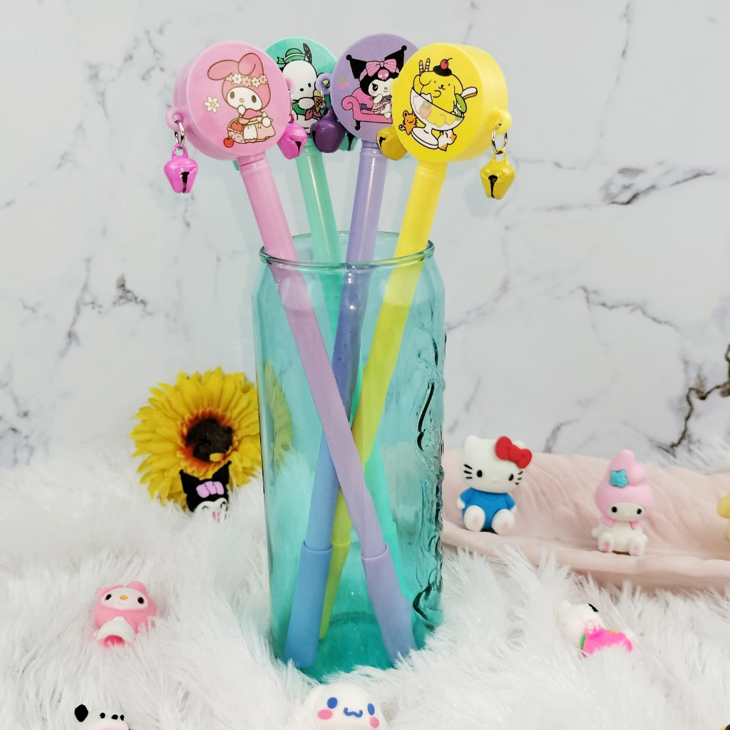 Pen Gel Sanrio Lonceng Unik Lucu / Pulpen Sanrio Bel Cute harga Kuromi Purin Melody Murah Limited Edition Kualitas Terbaik Favorit Anak Bisa Grosir dan COD