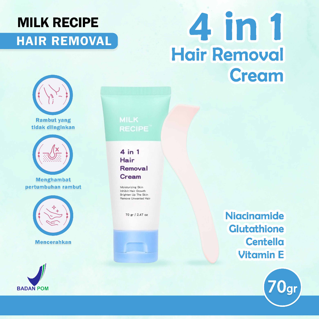 Milk Recipe 4 in 1 Hair Removal Cream Krim Penghilang Bulu Perontok