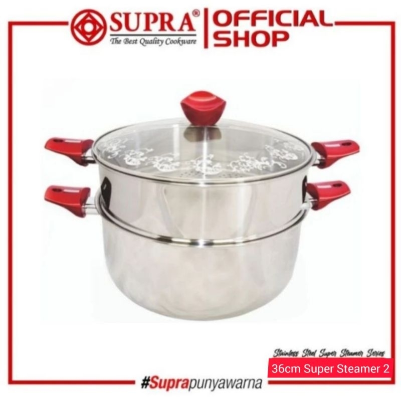SUPRA Super Steamer 36 Cm Panci Kukus Susun 2 Langseng Stainless