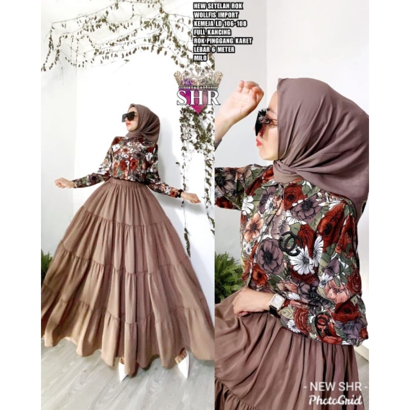 Setelan rok wolfis ORI SHR import