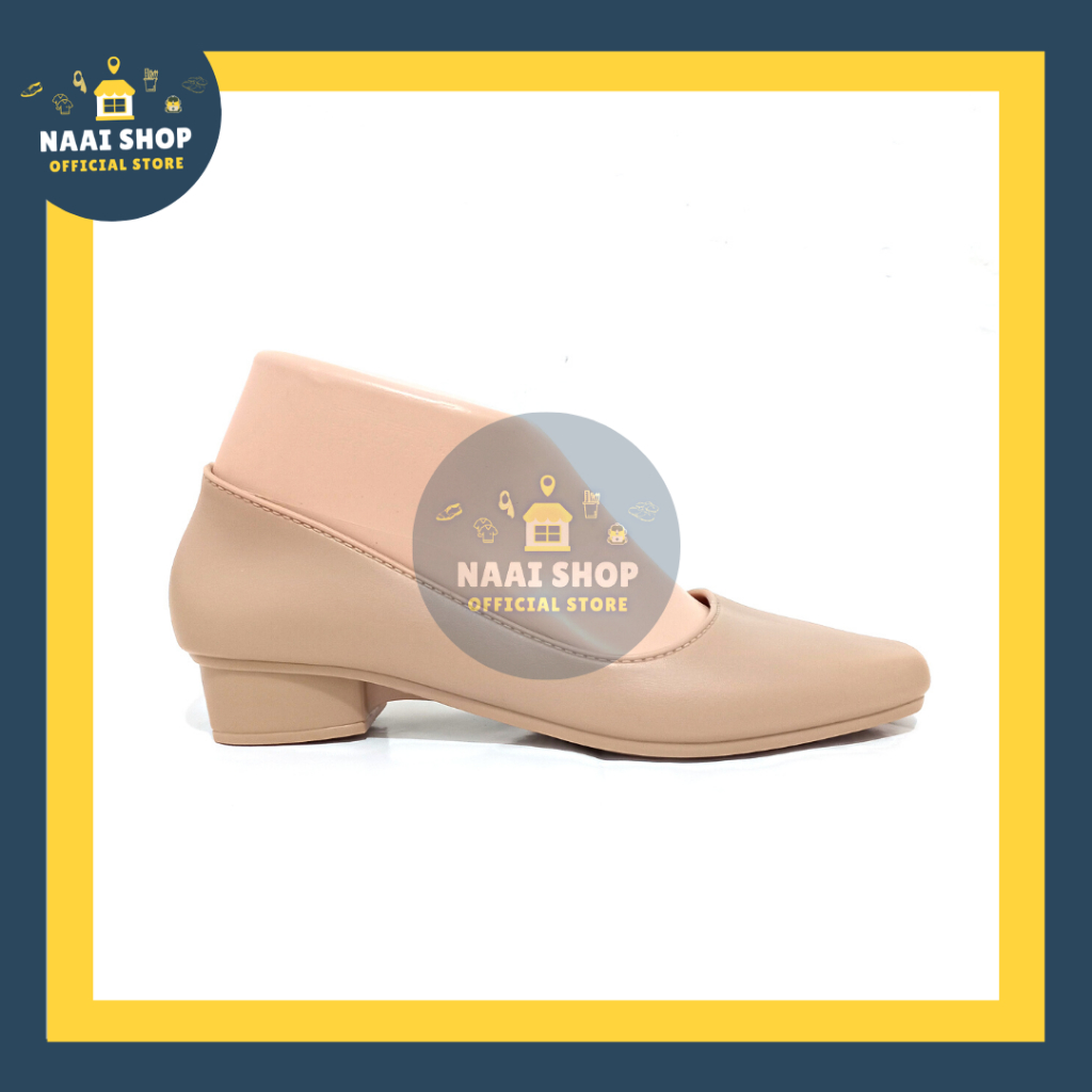 Sepatu Wedges Wanita Polos Size 37-41 Heels Sedang -+ 4 CM Jelly Shoes Soft Color Doft Slip On Kerja Kuliah Sekolah Terbaru Selop Bahan Karet Kasual Korea Style Kekinian Slop Formal Cewek Import Premium Murah Pantofel Terlaris Jinjit Mokaya 053 Naai Shop