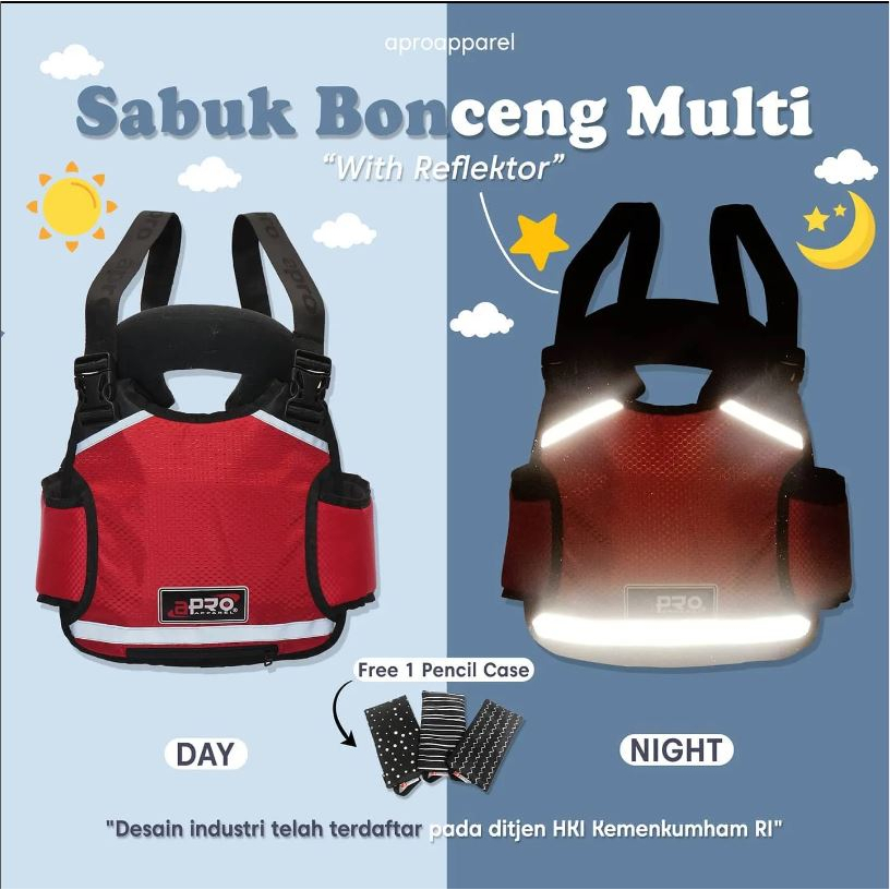 Apro Apparel Sabuk Bonceng Anak di motor dan mobil sabuk bonceng multifungsi bonus bantalan leher