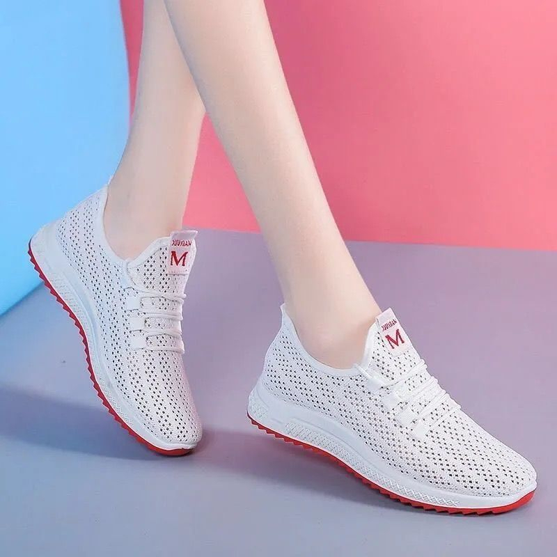 Sepatu wanita sneakers import/sepatu sneakers import trendy bertali fashion/shoes slip premium Putih