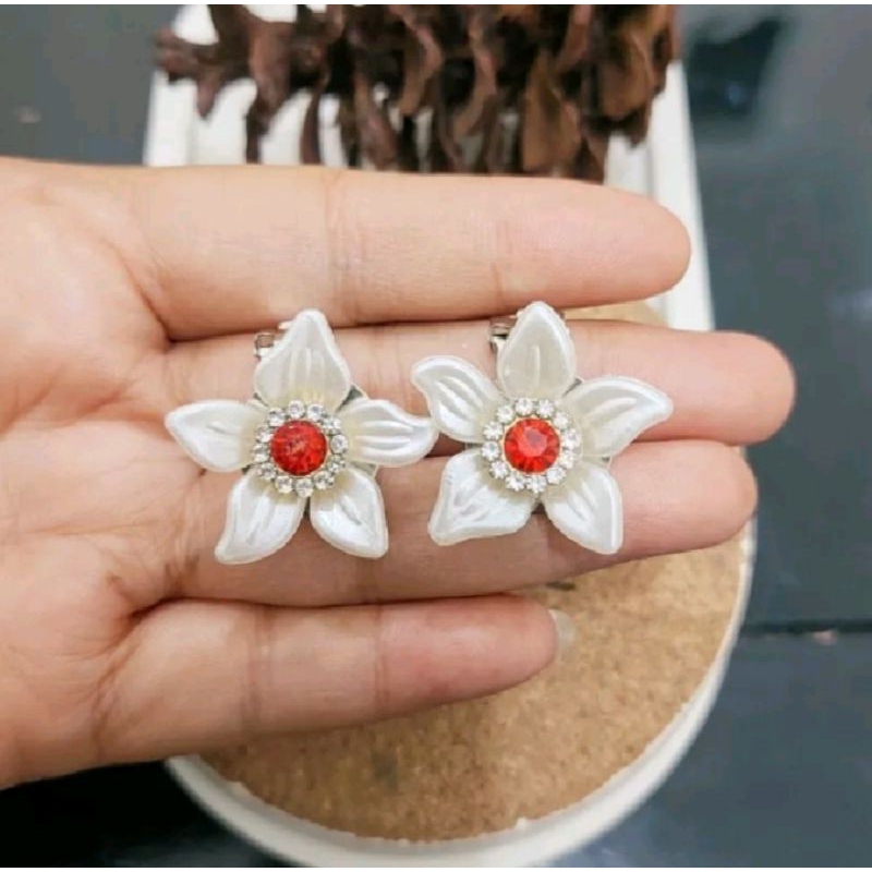 Anting klip hijab/set,,,anting hijab kekinian