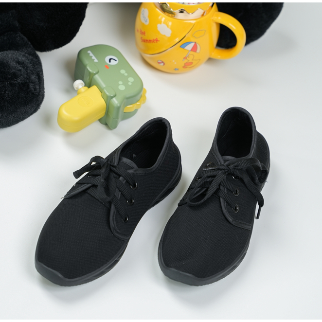 Sepatu Sekolah Pendek Full Black Polos Casual 5324 (31 - 36)