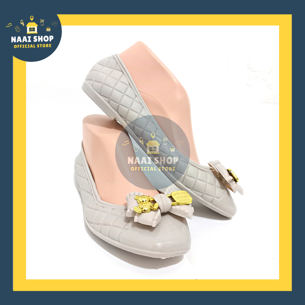 Sepatu Flat Wanita Motif Salur Kotak Size 36-40 Heels Rendah Jelly Shoes Soft Color Doft Glosy Slip On Kerja Kuliah Sekolah Terbaru Selop Bahan Karet Flatshoes Kasual Korea Style Kekinian Slop Formal Cewek Import Premium Murah Pantofel Datar Terlaris Naai