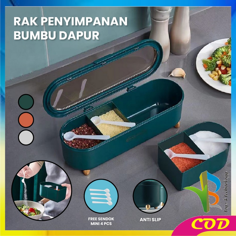 RB-C860 Tempat Bumbu Dapur Serbaguna Wadah Bumbu Seasoning Storage Box Termasuk Sendok / Rak Kotak Tempat Penyimpanan Bumbu Dapur Minimalis