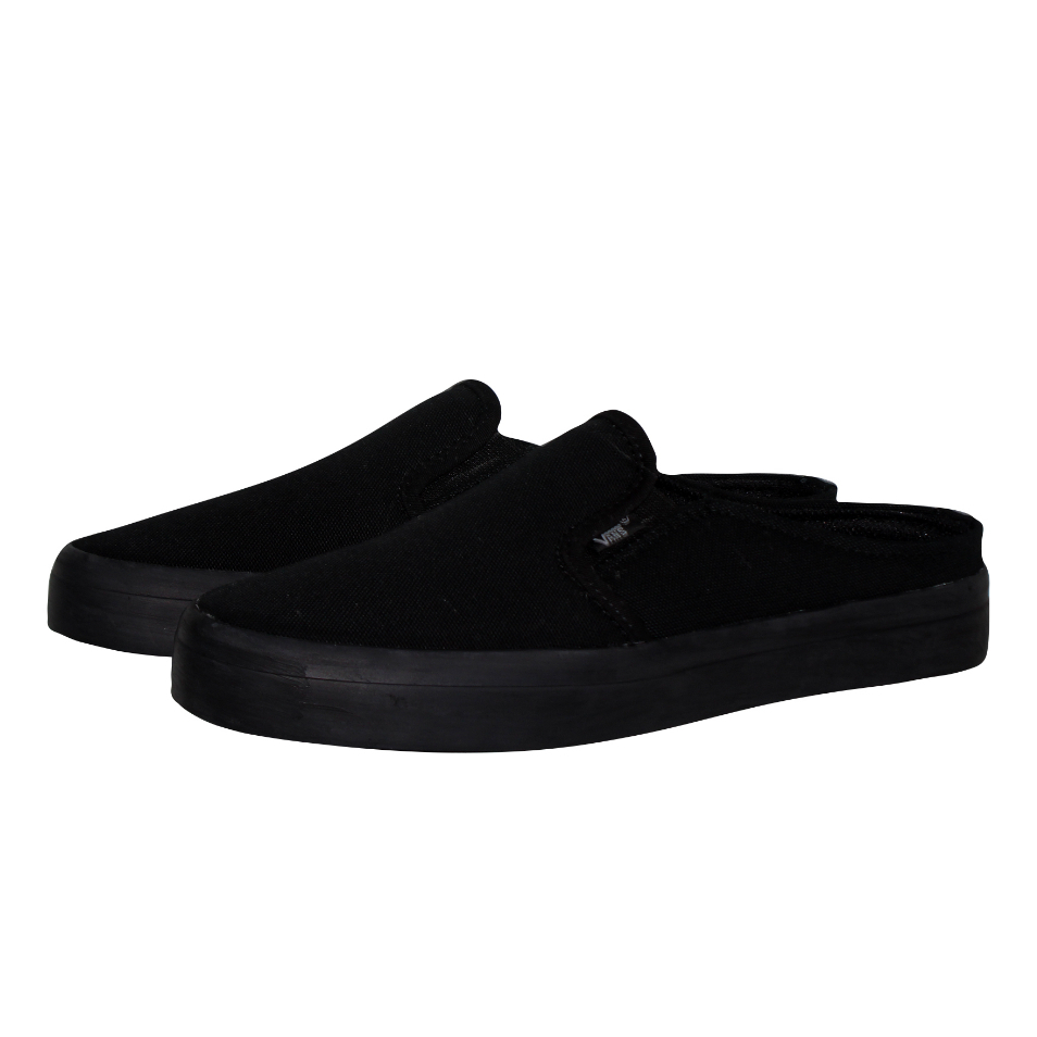 Vans Sepatu Sandal Bustong Slip On Pria Tanpa Tali Full Black Slop Casual Kanvas Cowok Simpel