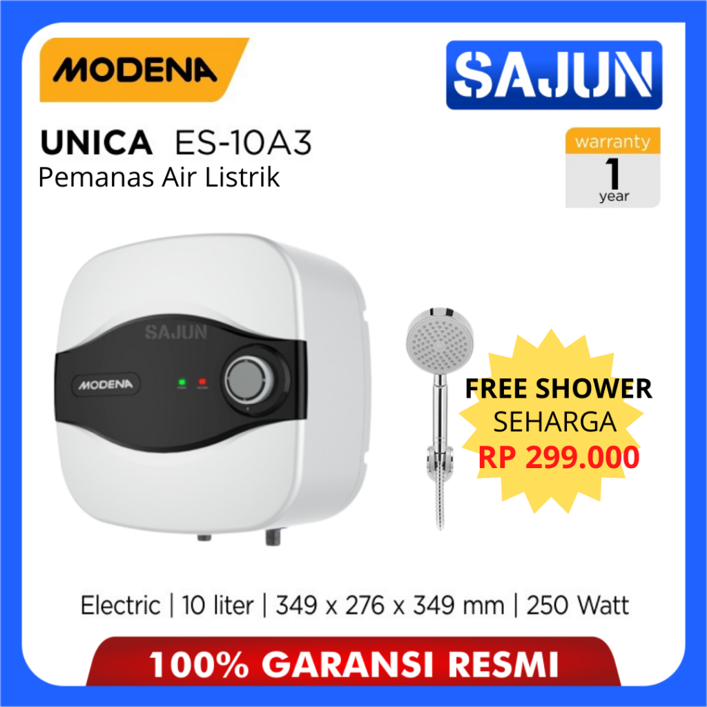 Modena Electric Water Heater ES10A3 Kapasitas 10 Liter ES-10A3 ( BONUS SHOWER )