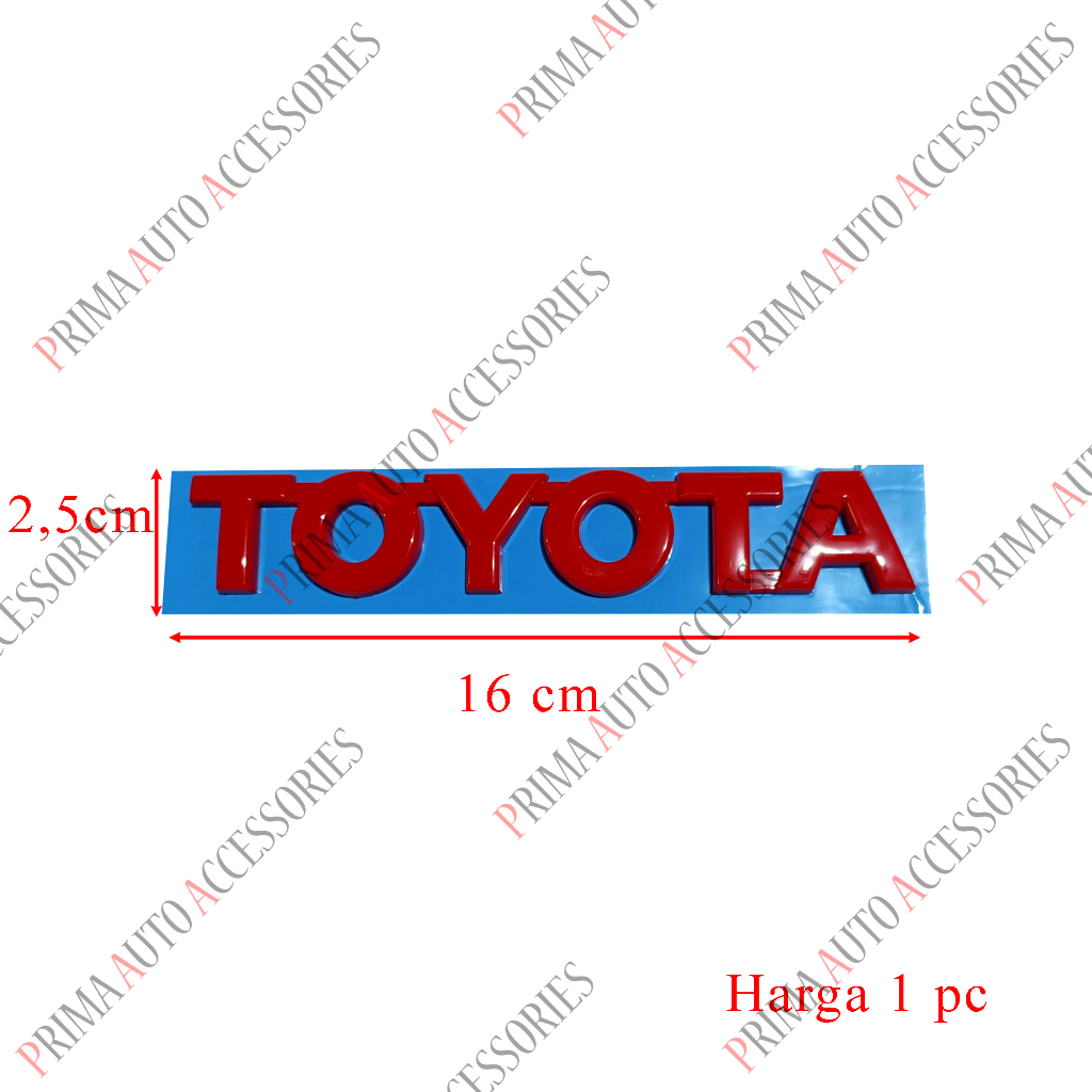 Emblem Mobil Tulisan TOYOTA Bagasi Merah 16 cm